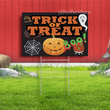 Trick or Treat Yard Sign comes with H-Stake Halloween yard sign