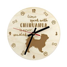 Chihuahua à poil long horloge en contreplaqué Art-Dog