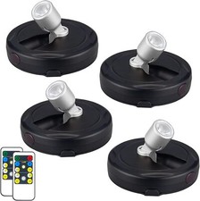 HAMVIDNE Wireless LED Spotlight, Battery Powered Picture Lights, Black S 4pcs