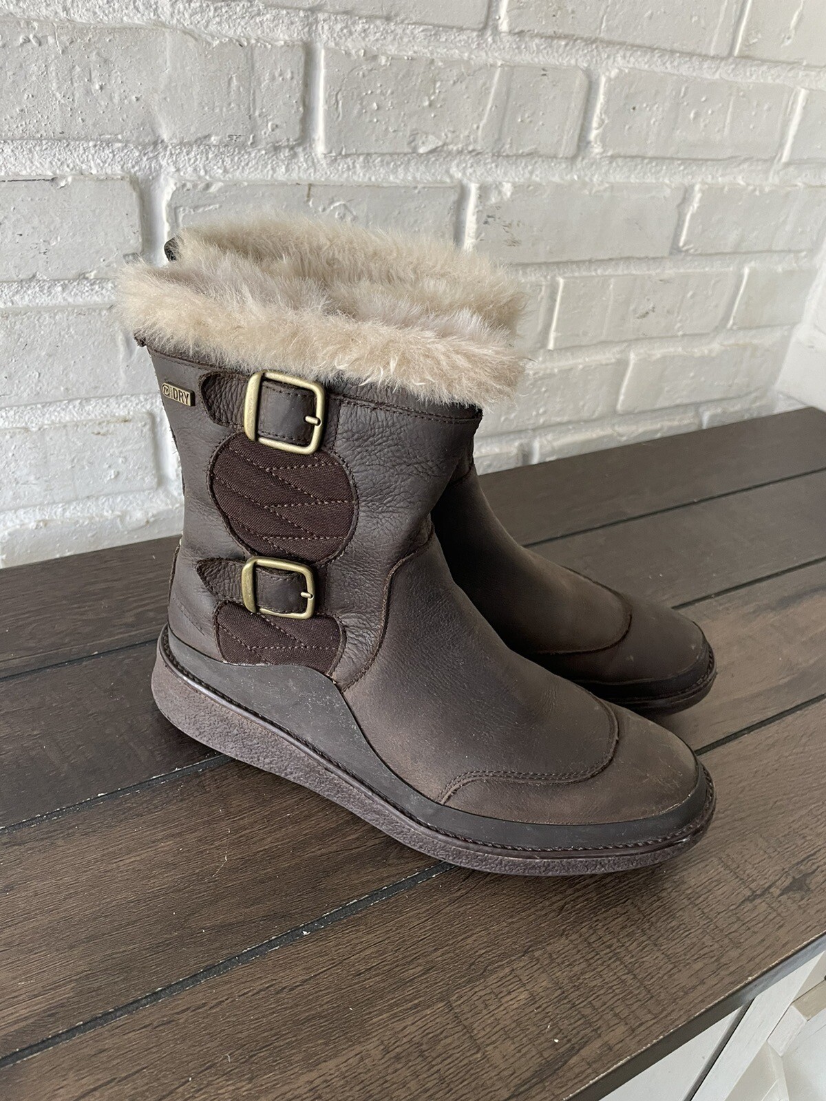 Stivali invernali Merrell Tremblant Ezra fibbia pelle polare marrone impermeabili taglia 7