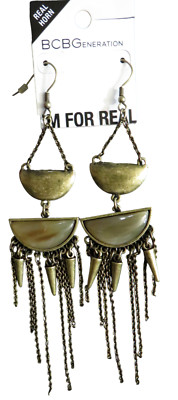 BCBGeneration Brass Look Horn Dangle Boho Southwest Earrings