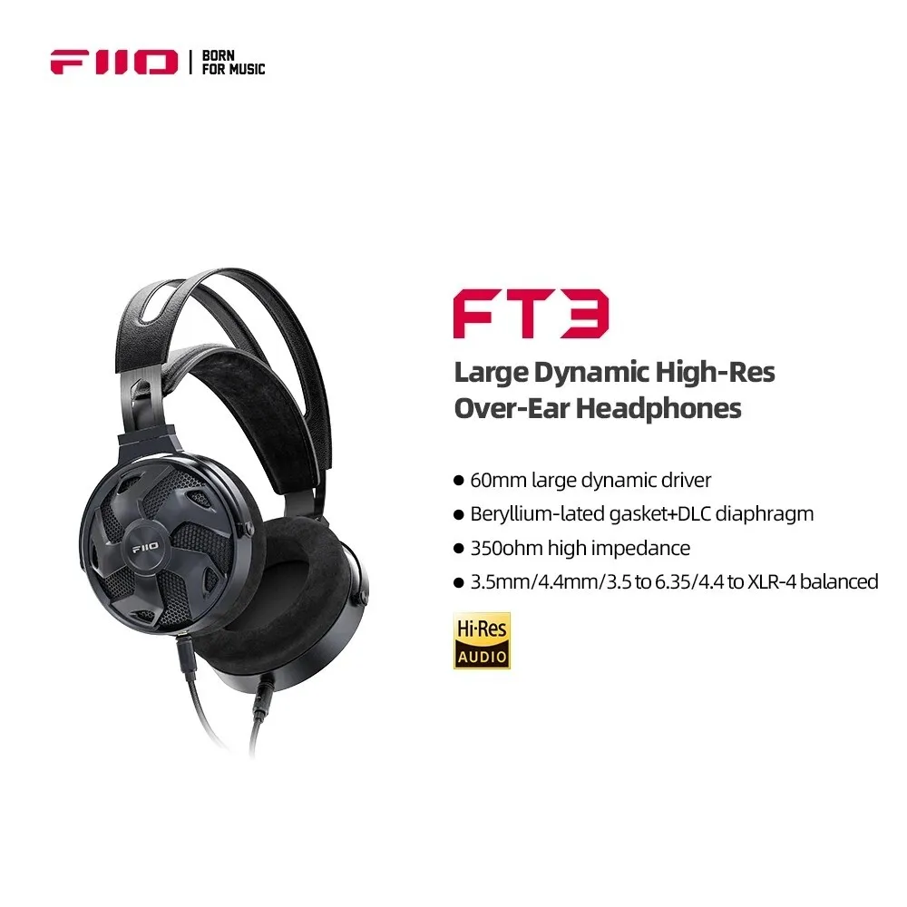 FiiO FT3 Wired Headphone 60mm High-Performance Dynamic Driver Open