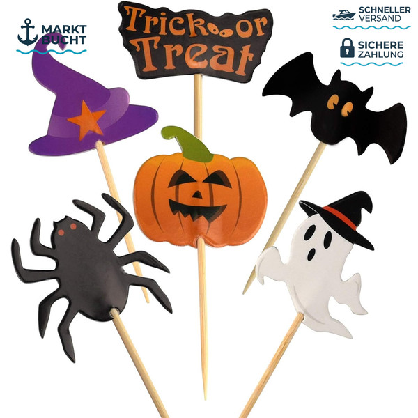 Halloween Cupcake Topper 60 StüCk Zahnstocher Markierungsfahnen FüR Party Dekor-image