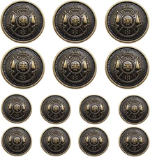 14 Pieces Antique Metal Buttons 15Mm 20Mm Blazer Buttons Set for Blazers, Suits,