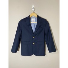 IZOD Boys Navy Blue Blazer 2 Gold Crest Button Fully Lined Inside Pocket Size 10