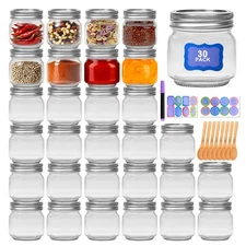 8 oz Mason Jars 30 Pack，Small Glass Containers with Lids，8oz Mason