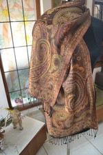 golden brown 100 Silk Scarf Soft Smooth Neckscarf Bohemian Paisley Headscarf