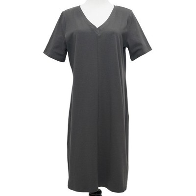 New Eileen Fisher Short Sleeve Cotton Stretch Jersey V-Neck Dress Size Medium