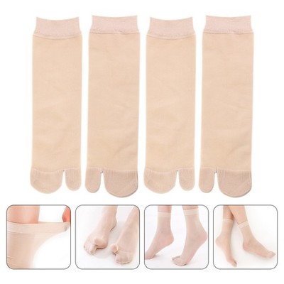 2 Pairs Lady Summer Silk Stockings Stylish Two-toed Silk Stockings (Free Size)
