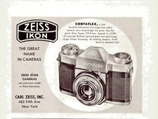 Vintage 1956 Zeiss Ikon Contraflex Camera and Mardi Gras Print Ad Promo Ad