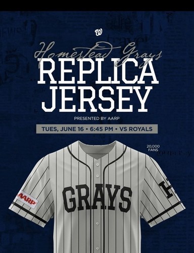 2026 Washington Nationals Homestead Grays Jersey 6/16/26 SGA Size XL