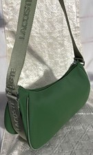 Borsa a tracolla vintage Lacoste Y2K verde baguette mini hobo nylon tela retrò