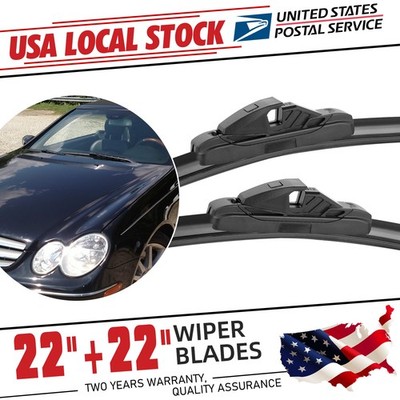 22'' & 22'' One Pair Windshield Wiper Blades Bracketless Top Lock  OEM QUALITY
