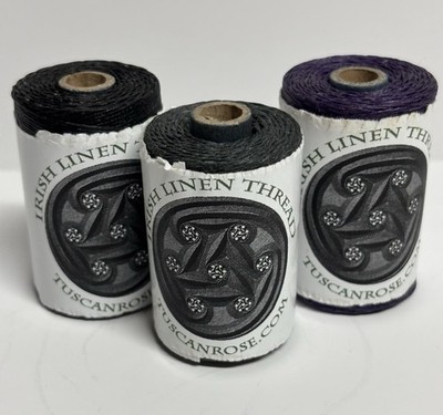 3 spools Irish Linen Thread Waxed Linen Purple Black Dark Green Jewelry Supply