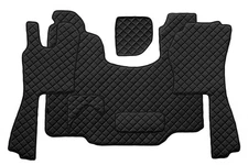 Black Floor Mats Eco Leather + Engine Cover for Scania G (2005 - 2016)