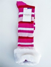Knee High Socks Fur Small/Medium S/M Girl Pink Striped Valentine holiday Target