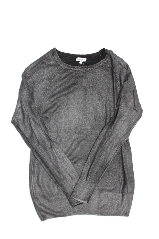 Splendid Girls Metallic Knit Round Neck Long Sleeve Sweater Gray Size 14