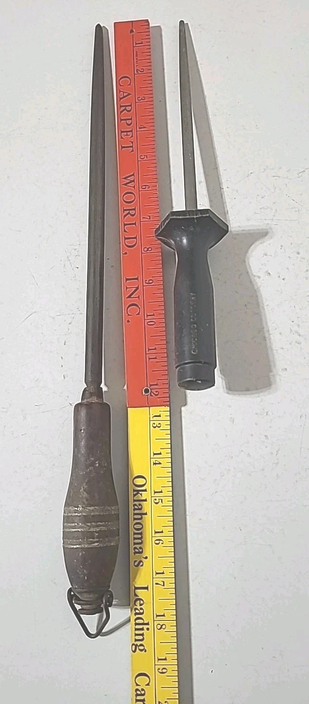 Vintage "Lakeside" & Chicago Cutlery Knife Sharpening Steel Honing Rods Set.