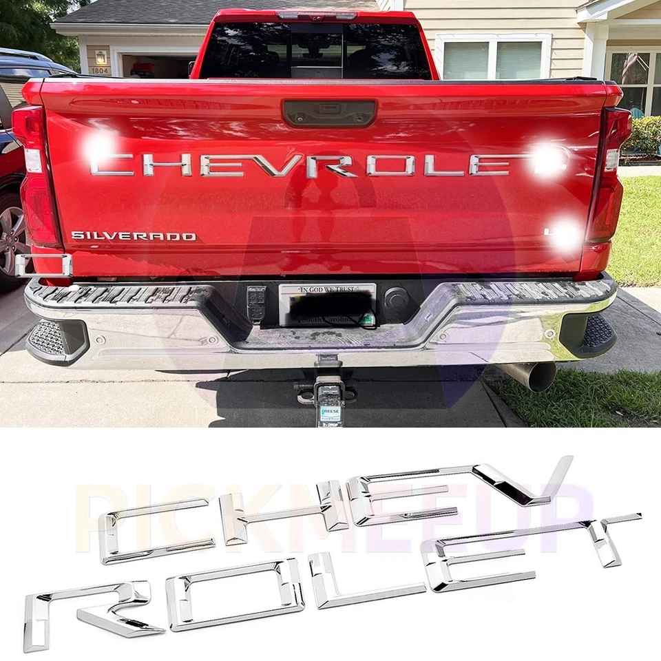 2019-2025 For Chevrolet Silverado 1500 Glossy Chrome Tailgate Letters 3D Emblems - Изображение 2 из 4
