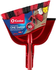 O-Cedar One Sweep Broom with Step-On Dustpan | Remove 99% Red 