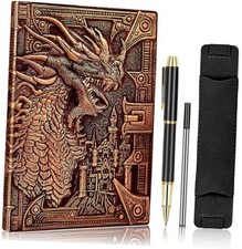 DND Dungeon and Dragon Notebook 3D Embossed Leather Dragon Journal Red Dragon