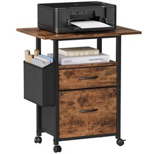 2 Drawer File Cabinet with 24'' Extended Desktop, Mobile Filing Cabinet, Roll...