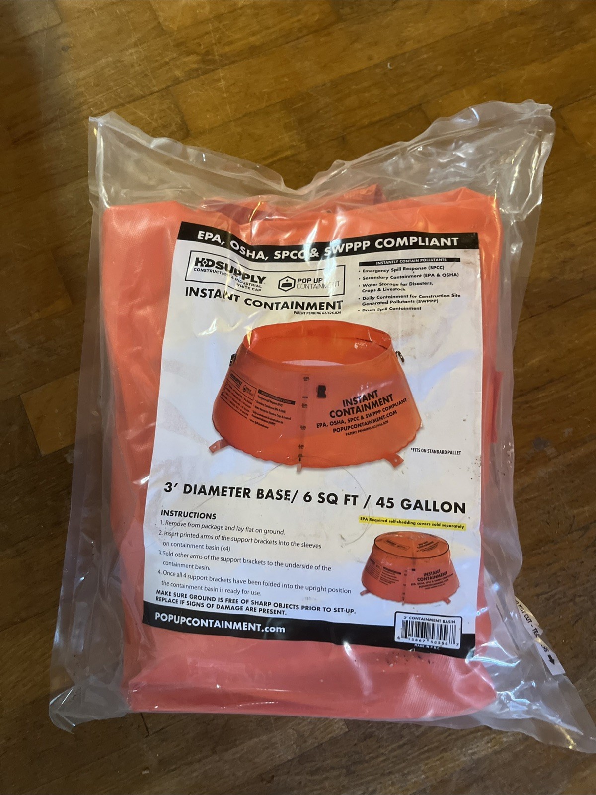 3’ diameter spill containment berm pop-up containment