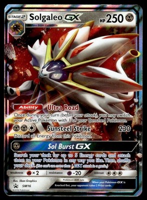 Pokemon TCG SM Promos #SM16 Solgaleo GX DMG (Creases)