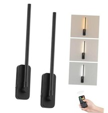Wireless Wall Sconces Set of 2 - Rechargeable Swing Arm Lights, 3 Black-2 Pack