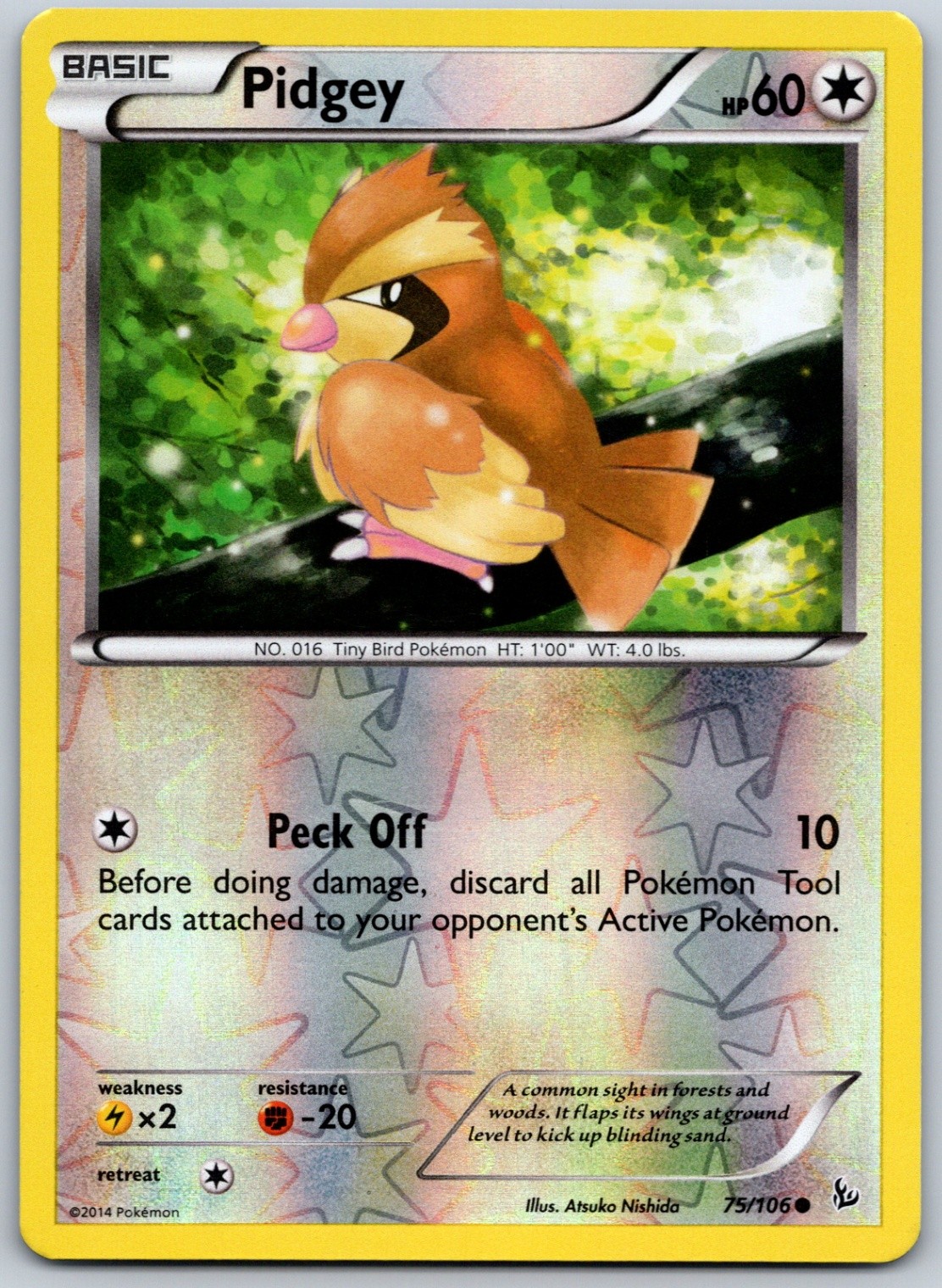 Pidgey Reverse Holo Common XY - Flashfire 75/106 NM