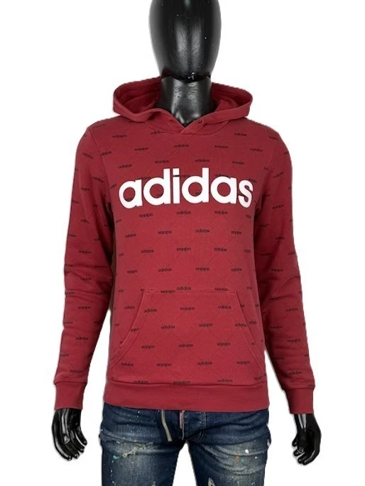 Adidas sweat-shirt homme taille S rouge coton capuche logo grande fantaisie - Photo 3/4