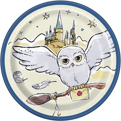Unique 23564 Paper Plates-18 cm- Harry Potter Party-Pack of 8, Multicolour