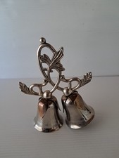 Vintage Silver/Brass Plated Double Bells With Leaf Vine Handle