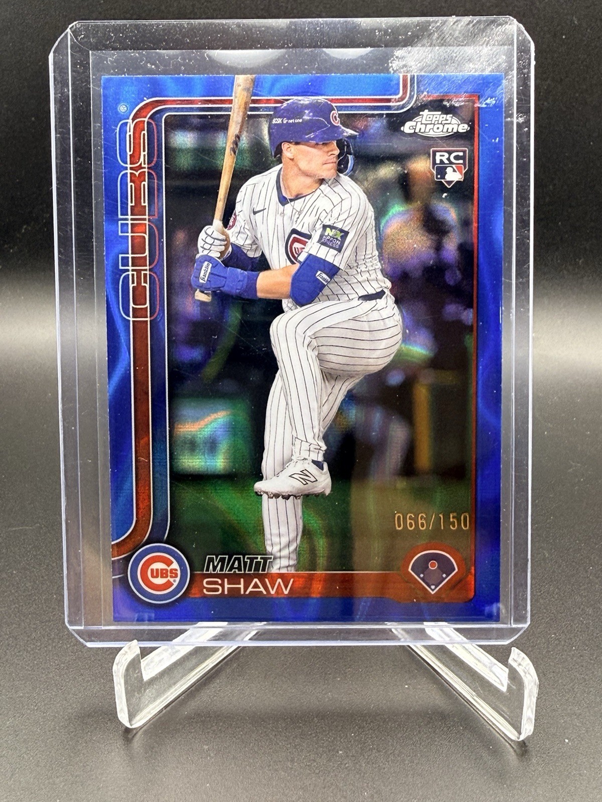 2025 Topps Chrome Matt Shaw #219 Blue Lava Refractor /150 RC Chicago Cubs