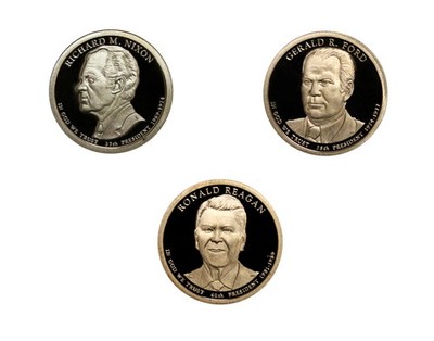 2016 -S Proof Presidential dollars - $1 Coin complete Set of 3, Coins Only