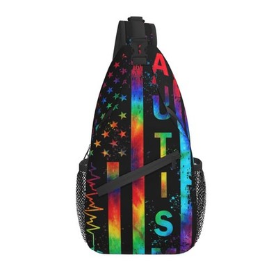 Autism Pattern Sling Backpack, Travel, Hiking Daypack, Crossbody Shoulder Bag