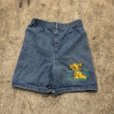 Vintage 90s The Lion King Simba Youth Size 4T Denim Shorts Elastic Waist