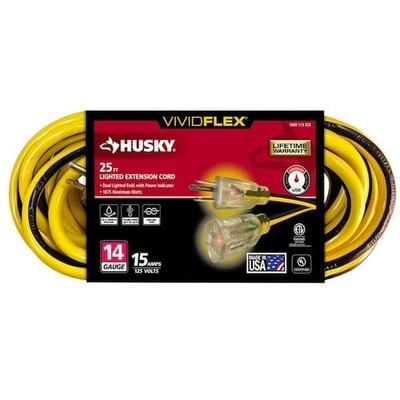 Husky VividFlex 25 ft 14/3 Medium Duty Indoor/Outdoor Extension Cord Yellow