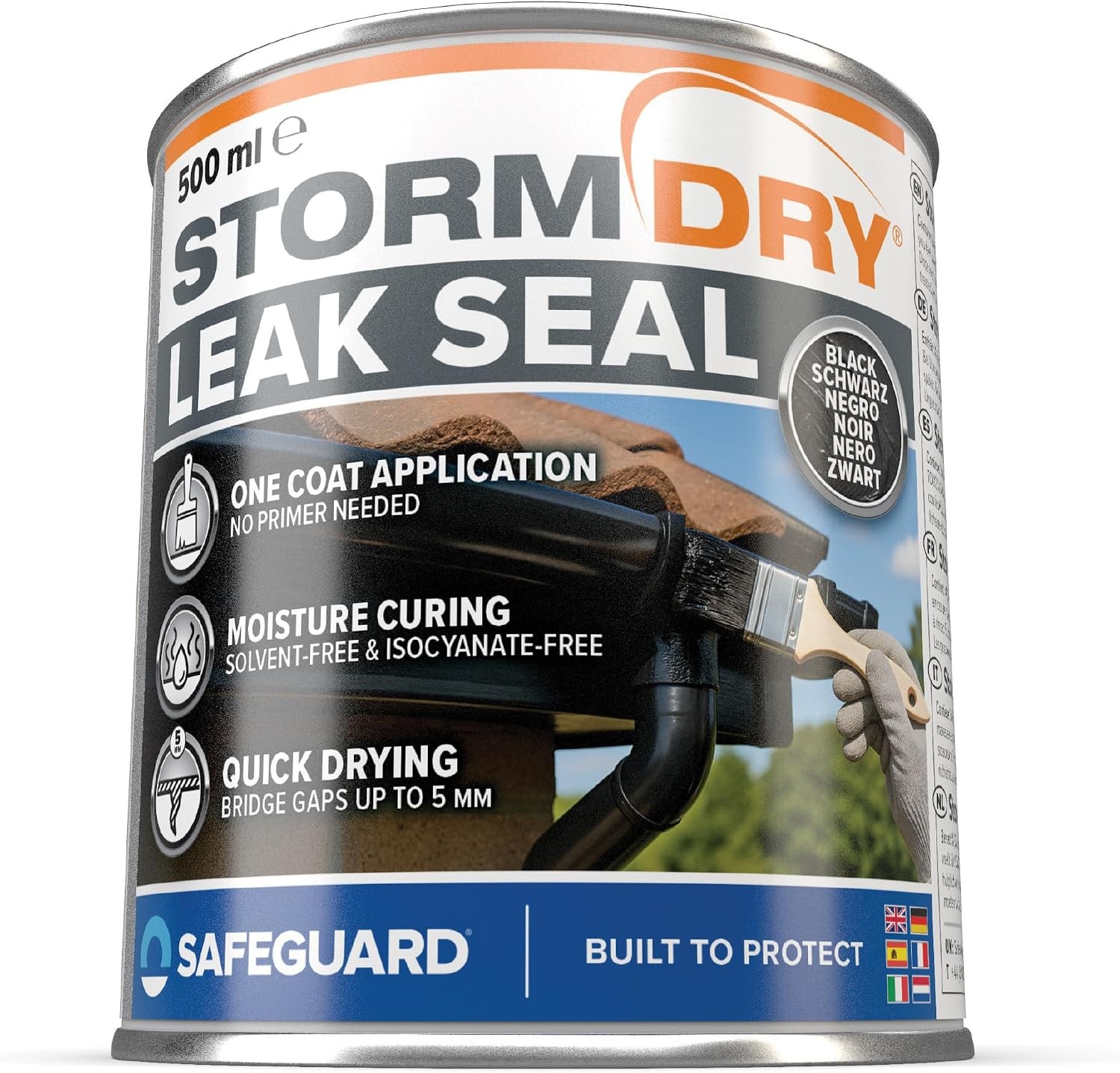 Stormdry Liquid Rubber Leak Seal 500Ml Black Quick-Dry Waterproof Leak Sealer For Emergency Roof And Gutter Repair - Image 3