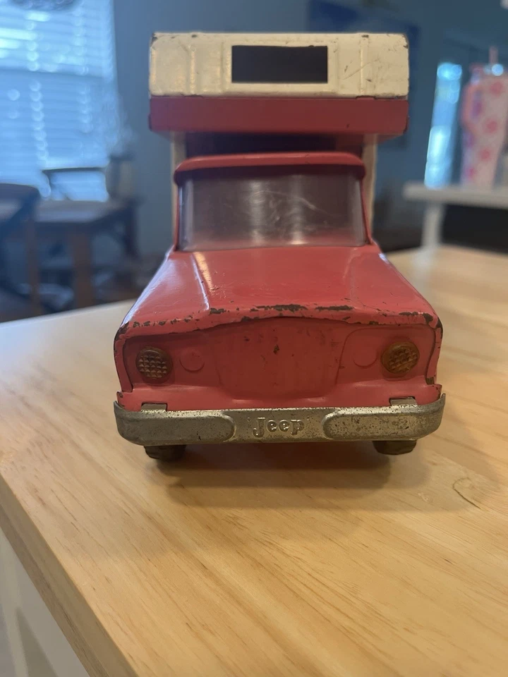 Mini camión cámper Tonka vintage prensa rosa juguete de acero Foto 4 de 4