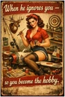 Funny Pinup Girl Metal Tin Sign Vintage Retro Art 8x12 Inch