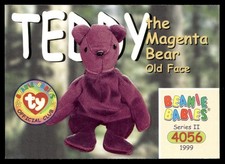 1999 Beanie Babies Series 2 Teddy the Magenta Bear old face  238