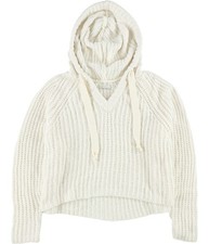 American Eagle Womens Knit Hoodie Sweatshirt, Off White, Small