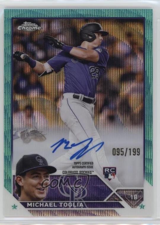 2023 Topps Chrome Rookie Aqua Wave Refractor 95/199 Michael Toglia Auto RC 7c5