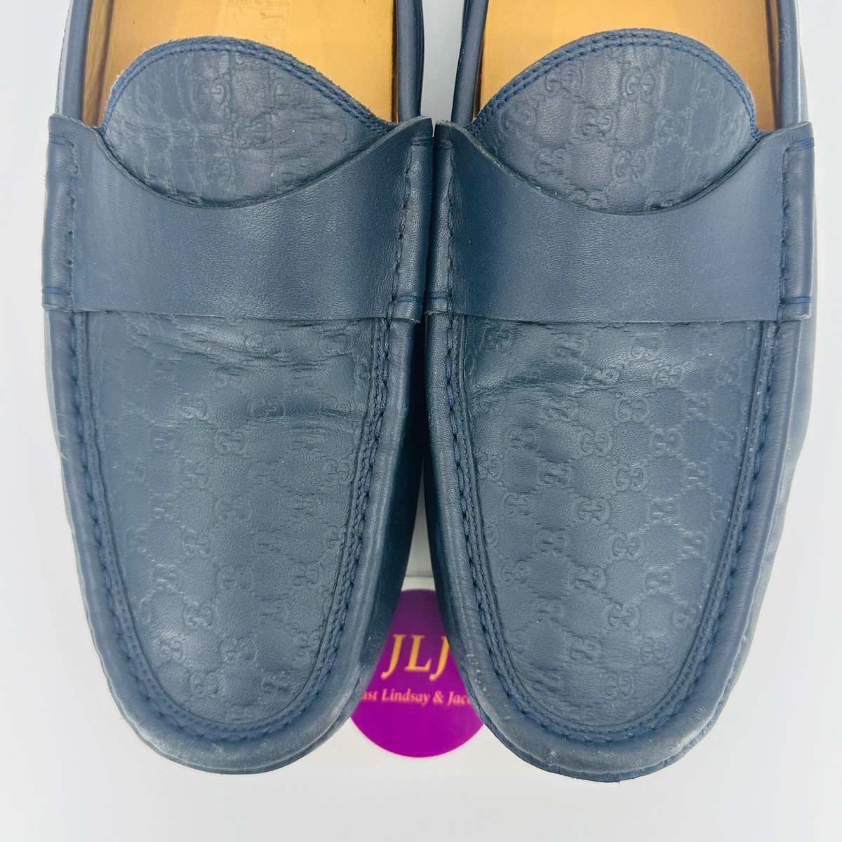 Gucci Guccissima Leather Mens Driver Loafers Blue Sz 8G / 9US Gucci Signature Driver in Blue for Men | Lyst main image 2