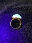 Fantastic !Vaseline Uranium glass ring With Claw Foot Prongs — photo 6