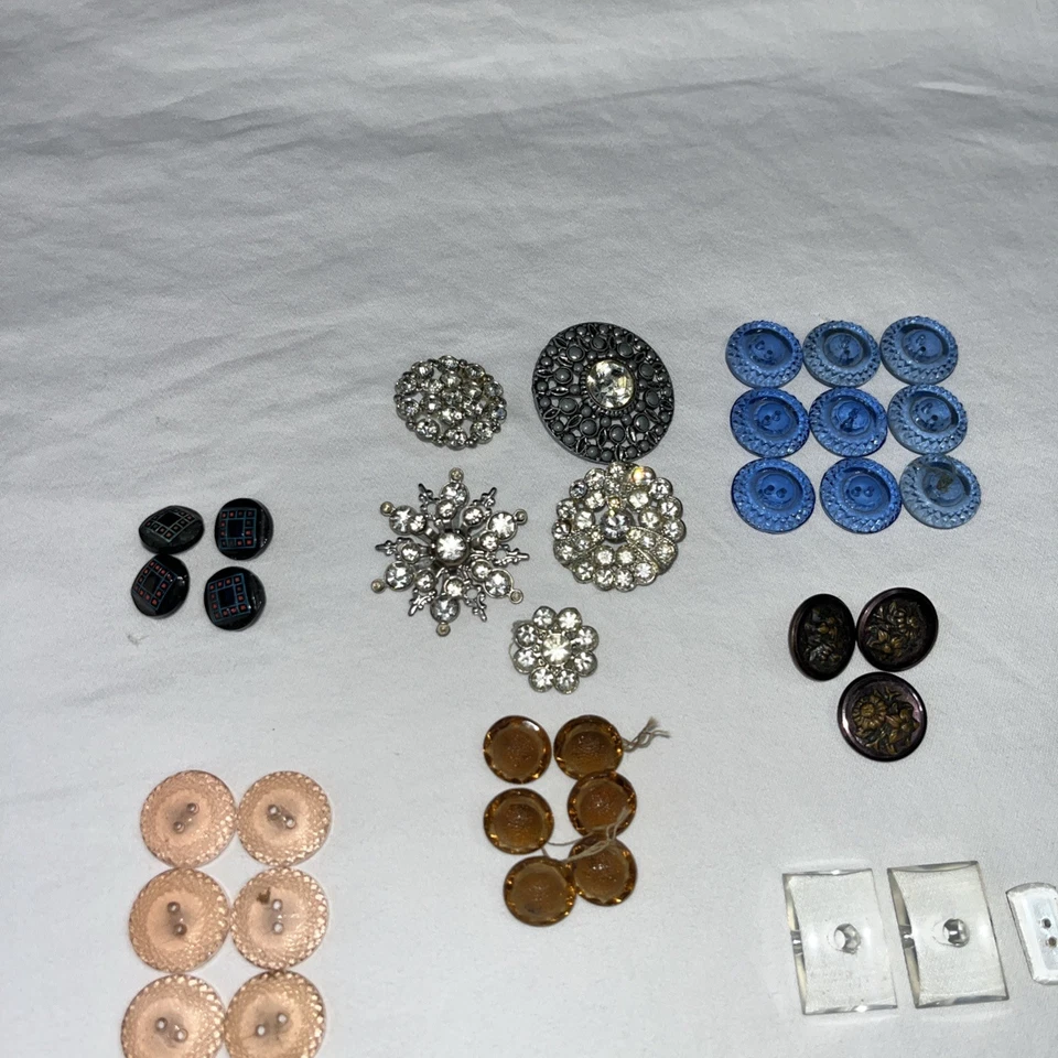 VTG Antique MCM Victorian Art Deco Buttons Lot Collection Bakelite Glass Enamel - Image 2 of 4