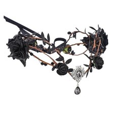 Renaissance - Handmade Elf Floral Headpiece with Black Fairy Flower Crown