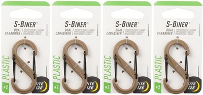 Nite Ize S-Biner Plastic Dual Carabiner #2 - Coyote (4-Pack)