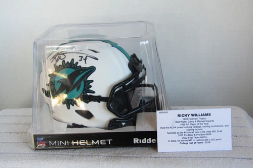 RICKY WILLIAMS MIAMI LUNAR ECLIPSE REPLICA SIGNED AUTOGRAPHED COA MINI HELMET